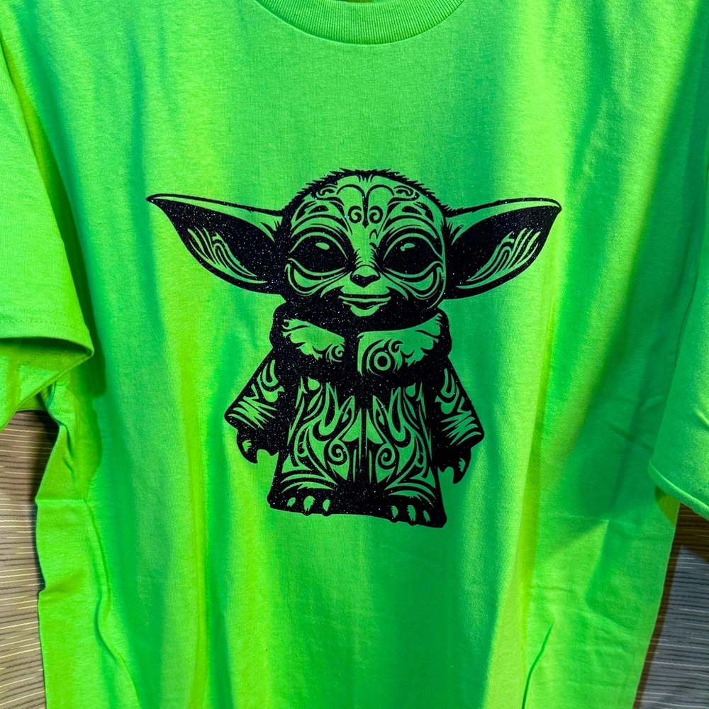 Sparkly Black Baby Yoda Shirt